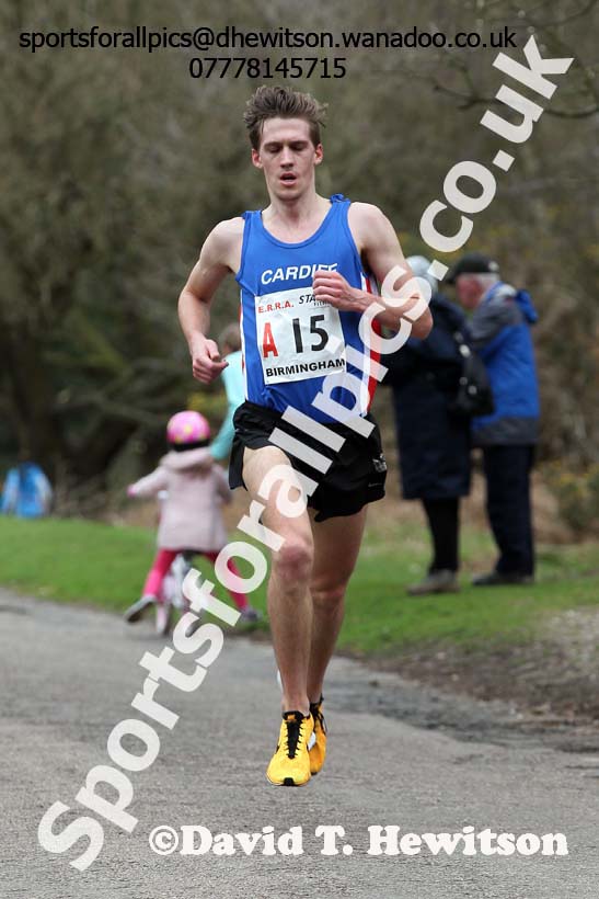 Ieuan Thomas (Cardiff) with the fastest equal time on the 1st leg of the National 12 Stage Relay, National 12 and 6 Stage Relays, Sutton Park, Birmingham. Photo: David T. Hewitson/Sports for All Pics